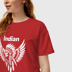 Футболка оверсайз женская Крылатый дух индейца, цвет: красный — фото 2