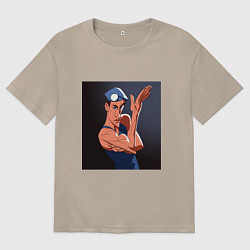 Футболка оверсайз женская Жан Клод Ван Дамм, цвет: миндальный