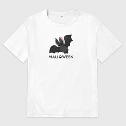 Футболка оверсайз женская Halloween летучая мышь, цвет: белый
