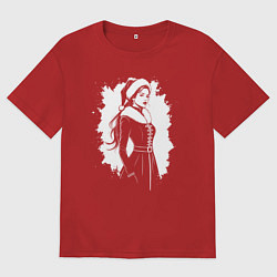 Футболка оверсайз женская Зимняя элегантность снегурочки, цвет: красный