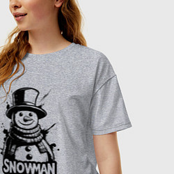 Футболка оверсайз женская Стильный снеговик, цвет: меланж — фото 2