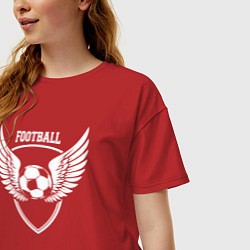 Футболка оверсайз женская Футбол крылатый мяч на щите, цвет: красный — фото 2