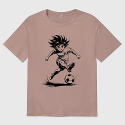 Женская футболка оверсайз Футбольная атака аниме