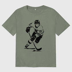 Футболка оверсайз женская Аниме хоккеист в атаке, цвет: авокадо