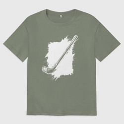 Женская футболка оверсайз Хоккейная клюшка в квадрате