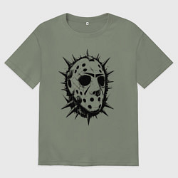 Женская футболка оверсайз Шипастая хоккейная маска