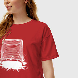 Футболка оверсайз женская Хоккейная рамка, цвет: красный — фото 2