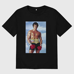 Футболка оверсайз женская Рокки чемпион, цвет: черный