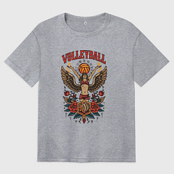 Женская футболка оверсайз Волейбол в стиле тату