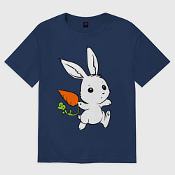 Футболка оверсайз женская Зайка с морковкой, цвет: тёмно-синий