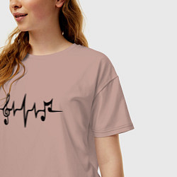 Футболка оверсайз женская Heartbeat Music, цвет: пыльно-розовый — фото 2