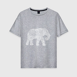 Футболка оверсайз женская Расписной слон, цвет: меланж