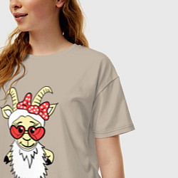 Футболка оверсайз женская Козочка, цвет: миндальный — фото 2