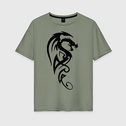 Женская футболка оверсайз Дракон стильный трайбл