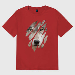 Женская футболка оверсайз Волк - моё второе Я