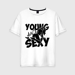 Футболка оверсайз женская Young & Sexy, цвет: белый