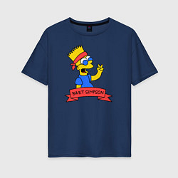 Футболка оверсайз женская Bart Simpson: Peace, цвет: тёмно-синий