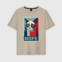 Женская футболка оверсайз Grumpy Cat NOPE