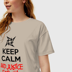 Футболка оверсайз женская Keep Calm & Justice For All, цвет: миндальный — фото 2