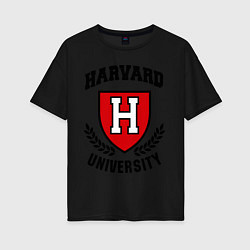 Футболка оверсайз женская Harvard University, цвет: черный