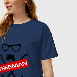 Футболка оверсайз женская Freeman Pack, цвет: тёмно-синий — фото 2