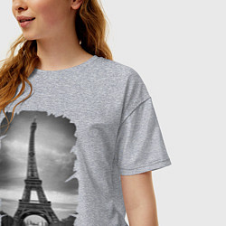 Футболка оверсайз женская Эйфелева башня, цвет: меланж — фото 2