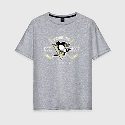 Женская футболка оверсайз Pittsburgh Penguins: Est.1967