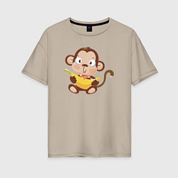 Женская футболка оверсайз Обезьянка с бананом