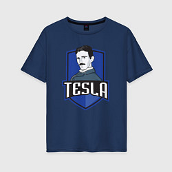 Футболка оверсайз женская Никола Тесла, цвет: тёмно-синий