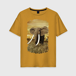 Женская футболка оверсайз Могучий слон
