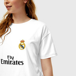 Футболка оверсайз женская Real Madrid: Fly Emirates, цвет: белый — фото 2