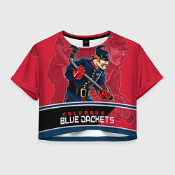 Футболка 3D укороченная женская Columbus Blue Jackets, цвет: 3D-принт