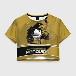 Футболка 3D укороченная женская Pittsburgh Penguins, цвет: 3D-принт