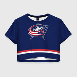 Футболка 3D укороченная женская Columbus Blue Jackets, цвет: 3D-принт