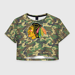 Футболка 3D укороченная женская Blackhawks Camouflage, цвет: 3D-принт