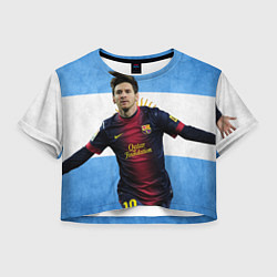Футболка 3D укороченная женская Messi from Argentina, цвет: 3D-принт