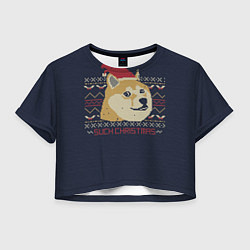 Футболка 3D укороченная женская Doge Such Christmas, цвет: 3D-принт