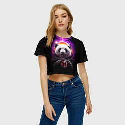 Футболка 3D укороченная женская Panda Cosmonaut, цвет: 3D-принт — фото 2