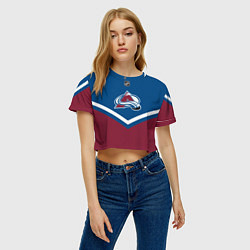 Футболка 3D укороченная женская NHL: Colorado Avalanche, цвет: 3D-принт — фото 2