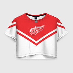 Футболка 3D укороченная женская NHL: Detroit Red Wings, цвет: 3D-принт