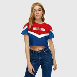 Футболка 3D укороченная женская Russia Team, цвет: 3D-принт — фото 2