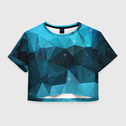 Футболка 3D укороченная женская PolyBlue Star, цвет: 3D-принт