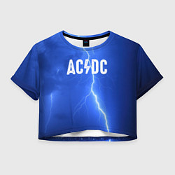 Футболка 3D укороченная женская AC/DC: Lightning, цвет: 3D-принт