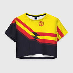 Футболка 3D укороченная женская Man United FC: Yellow style, цвет: 3D-принт