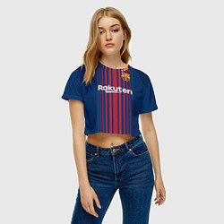 Футболка 3D укороченная женская Barcelona FC: Neymar Home 17/18, цвет: 3D-принт — фото 2