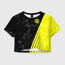 Футболка 3D укороченная женская FC Borussia Dortmund: Abstract, цвет: 3D-принт