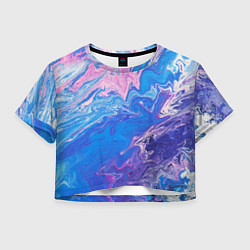 Футболка 3D укороченная женская Tie-Dye Blue & Violet, цвет: 3D-принт