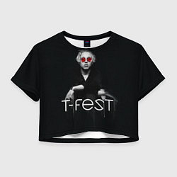 Футболка 3D укороченная женская T-Fest: Black Style, цвет: 3D-принт