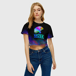 Футболка 3D укороченная женская Muse: Neon Flower, цвет: 3D-принт — фото 2