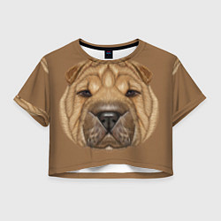 Футболка 3D укороченная женская Sharpei, цвет: 3D-принт